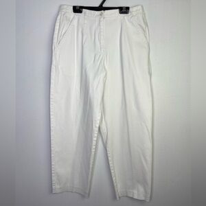 Vintage white cotton straight cropped legs pants